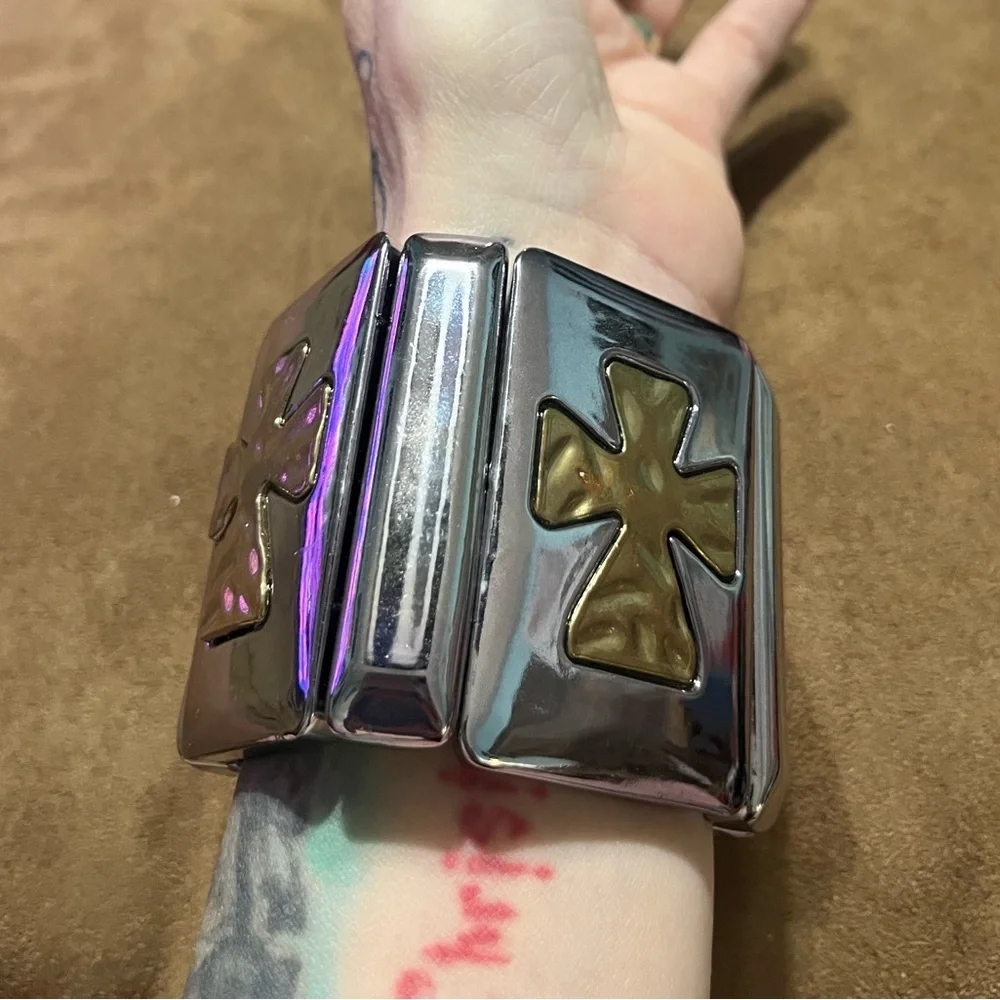 Cool two tone cross bracelet